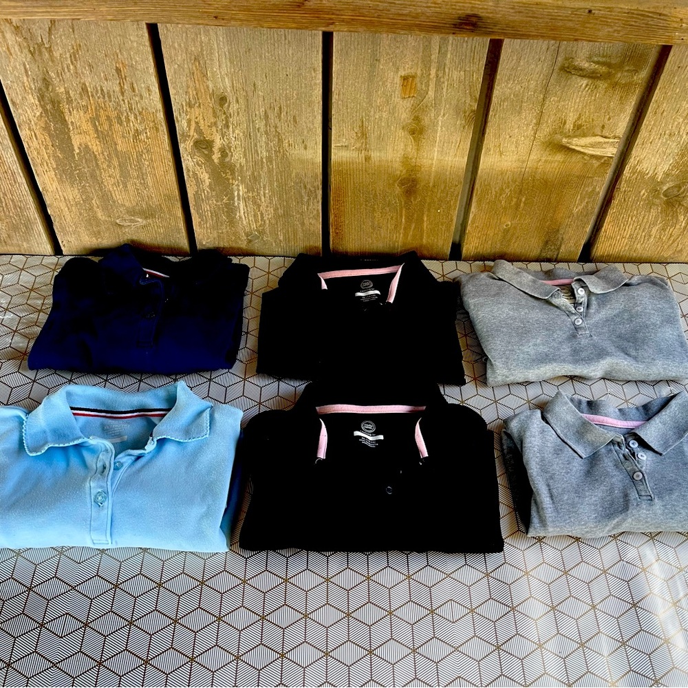Long sleeve polo uniform shirts. Size 14/16. Unisex.